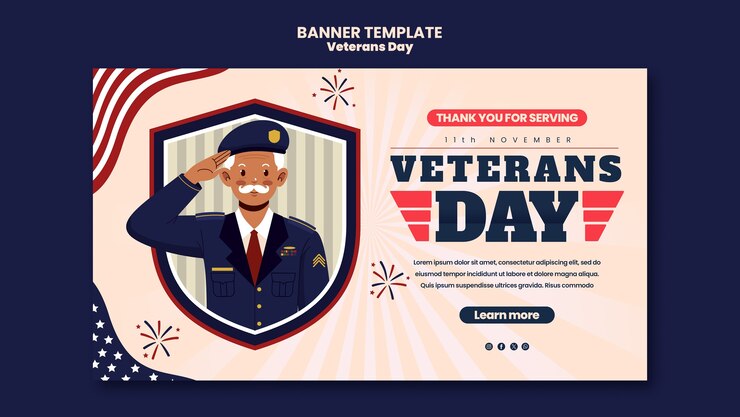 PSD gratuito página de inicio de la celebración del día de los veteranos
