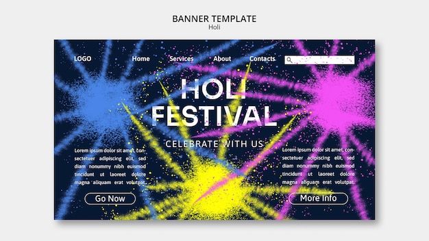 PSD gratuito página de inicio de la celebración del festival holi