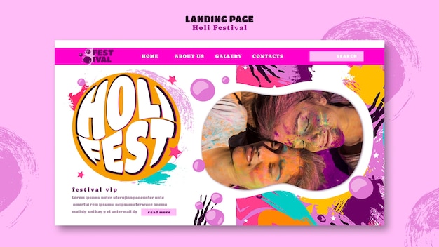 PSD gratuito página de inicio de la celebración del festival holi