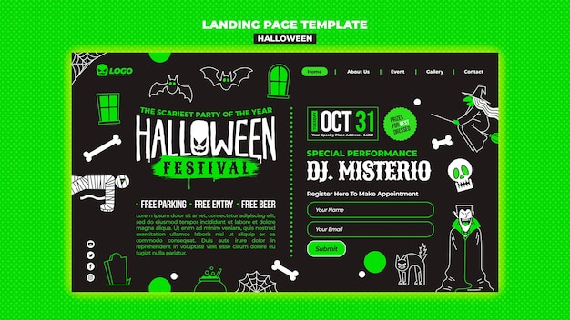 PSD gratuito página de inicio de la celebración de halloween