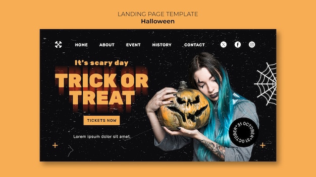 PSD gratuito página de inicio de la celebración de halloween