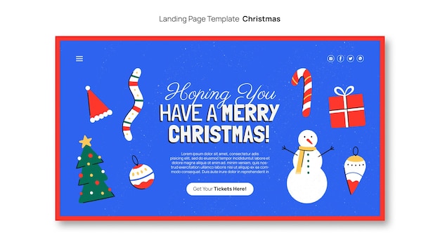 PSD gratuito página de inicio de celebración de navidad de diseño plano