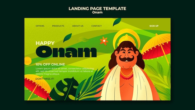 PSD gratuito página de inicio de celebración onam de diseño plano