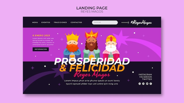 PSD gratuito la página de inicio de la celebración de los reyes magos.