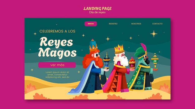 PSD gratuito página de inicio de la celebración de reyes magos