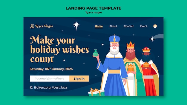 PSD gratuito página de inicio de la celebración de reyes magos