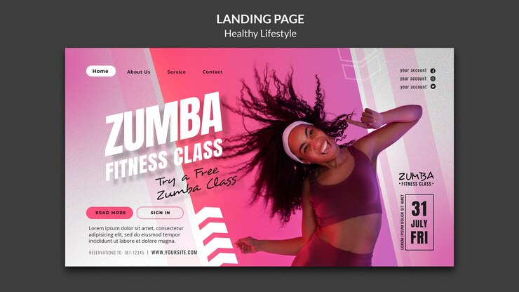 PSD gratuito página de inicio de la clase de fitness de zumba