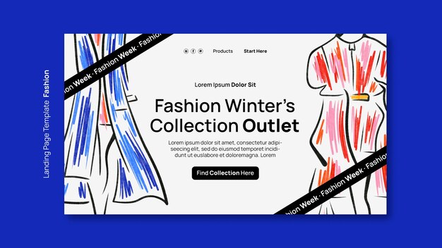 Página de inicio de la colección de moda dibujada a mano.