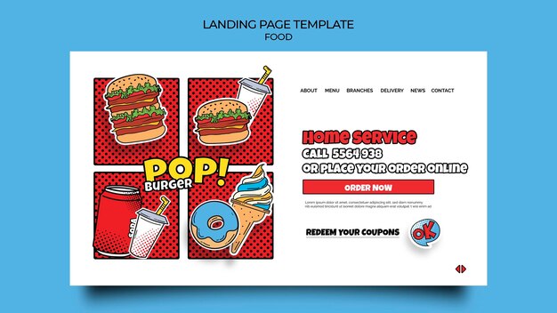 Página de inicio de comida pop art
