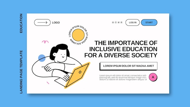 PSD gratuito página de inicio del concepto de educación dibujada a mano