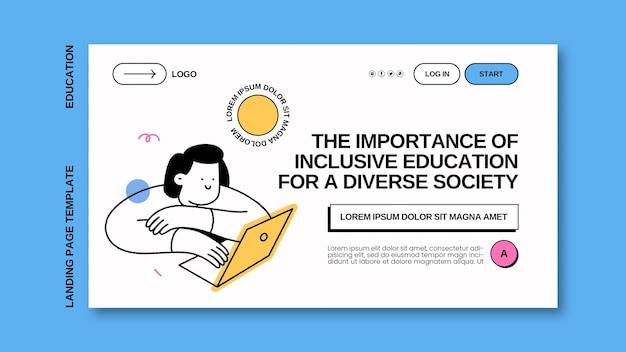 Página de inicio del concepto de educación dibujada a mano