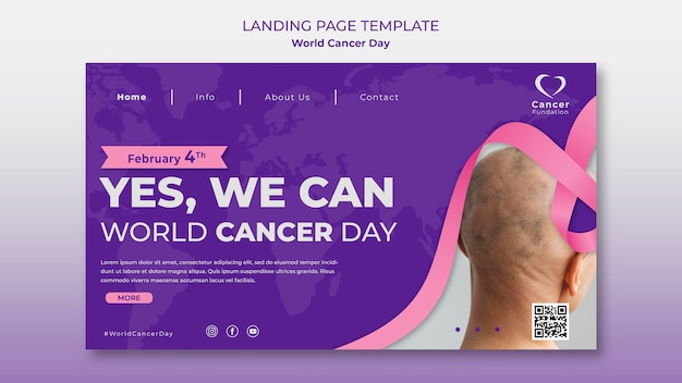 Página de inicio de concientización sobre el día mundial contra el cáncer PSD Premium 