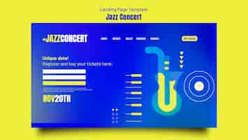 PSD gratuito página de inicio del concierto de jazz degradado