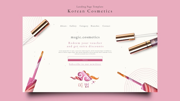 PSD gratuito página de inicio de cosméticos coreanos