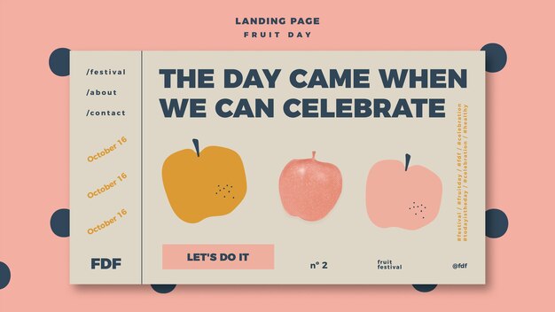 Página de inicio del día de la fruta con ilustración