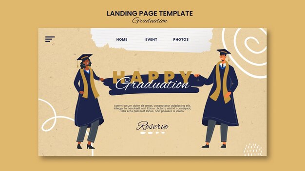 Página de inicio del día de graduación de diseño plano