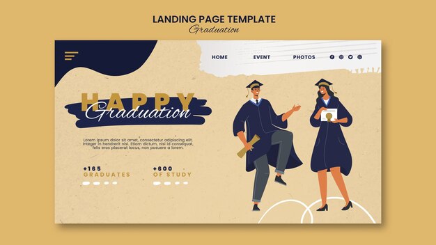 Página de inicio del día de graduación de diseño plano