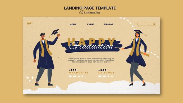 Página de inicio del día de graduación de diseño plano