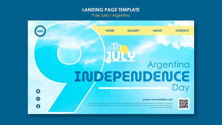 PSD gratuito página de inicio del día de la independencia de argentina