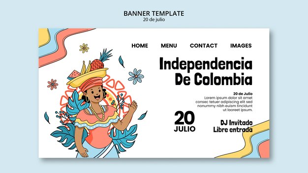 PSD gratuito página de inicio del día de la independencia de colombia