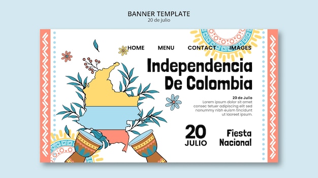 PSD gratuito página de inicio del día de la independencia de colombia