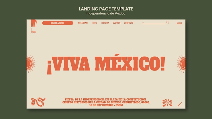 PSD gratuito página de inicio del día de la independencia de méxico de diseño plano