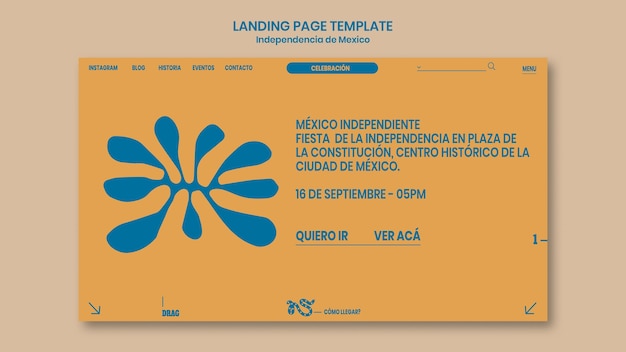 PSD gratuito página de inicio del día de la independencia de méxico de diseño plano