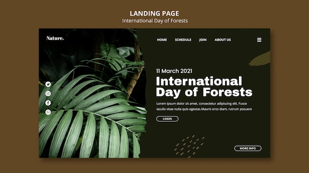 PSD gratuito página de inicio del día internacional de los bosques