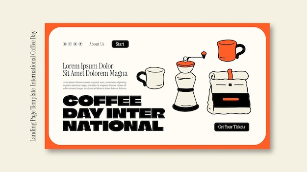 PSD gratuito página de inicio del día internacional del café