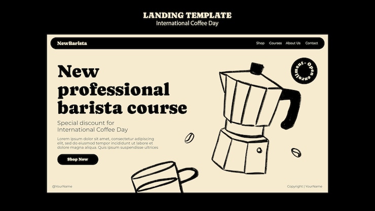 PSD gratuito página de inicio del día internacional del café
