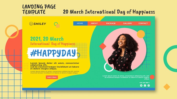 PSD gratuito página de inicio del día internacional de la felicidad