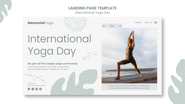 PSD gratuito página de inicio del día internacional del yoga