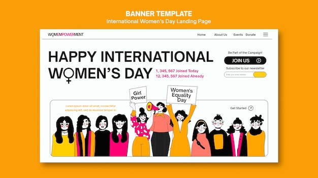 PSD gratuito página de inicio del día de la mujer de diseño plano