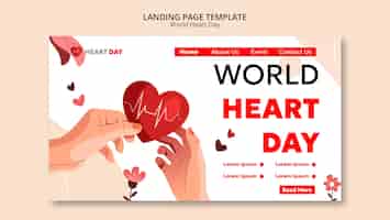 PSD gratuito página de inicio del día mundial del corazón de diseño plano