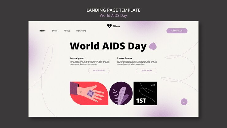 PSD gratuito página de inicio del día mundial del sida degradado