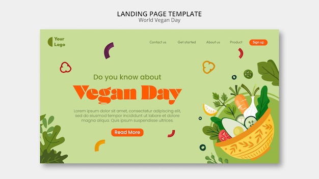Página de inicio del día mundial vegano con hojas