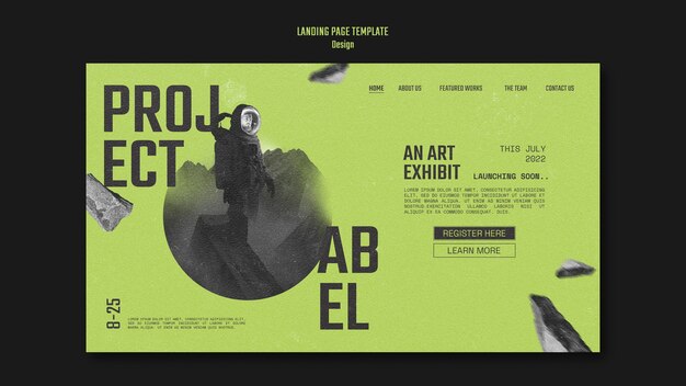página de inicio de diseño de exhibición de arte