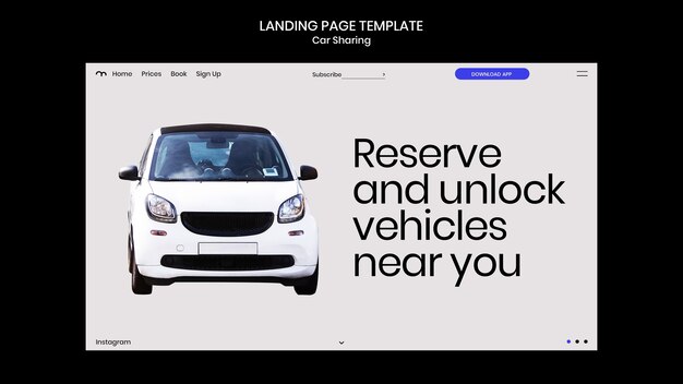Página de inicio de diseño plano para compartir coche