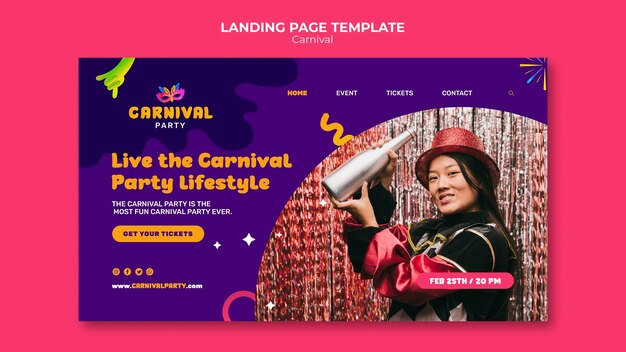 PSD gratuito página de inicio de entretenimiento de carnaval