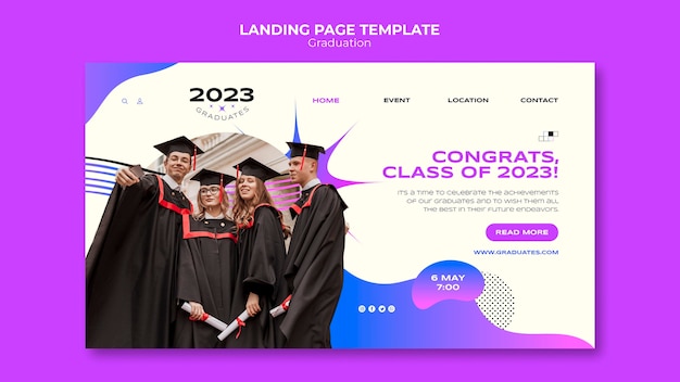 página de inicio del evento de graduación degradado