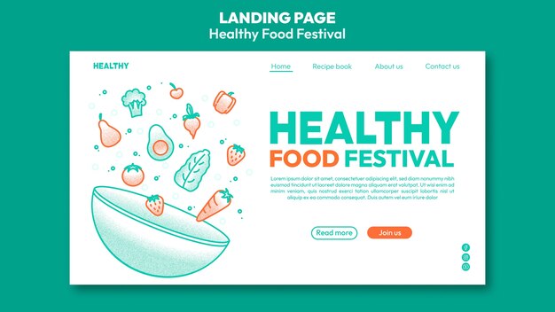 Página de inicio del festival de comida dibujada a mano