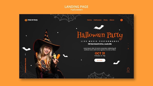 PSD gratuito página de inicio de la fiesta de halloween