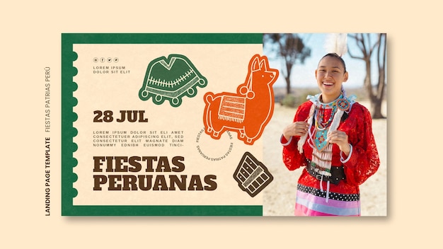 Página de inicio de fiestas patrias de diseño plano