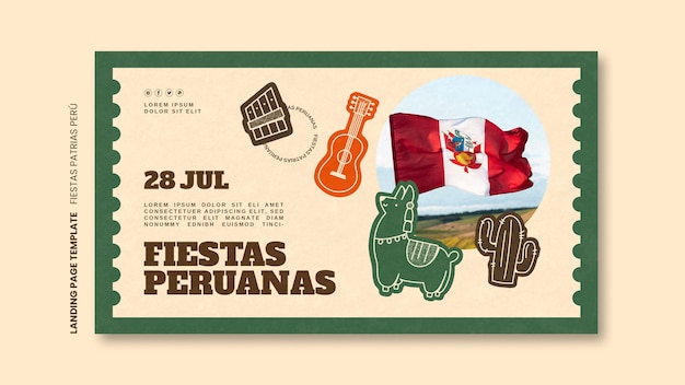 PSD gratuito página de inicio de fiestas patrias de diseño plano