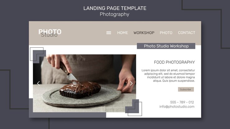 PSD gratuito página de inicio de fotografía