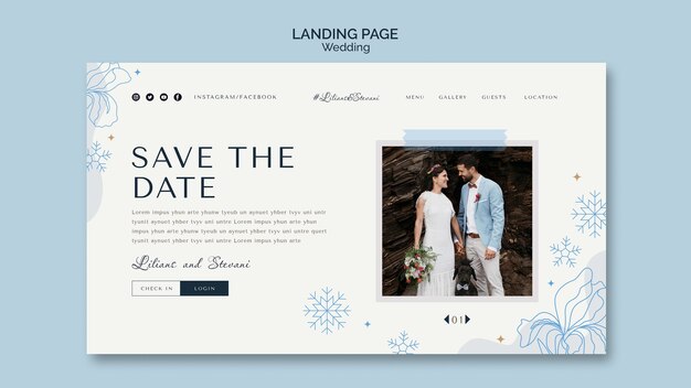Página de inicio de invitación de boda de invierno