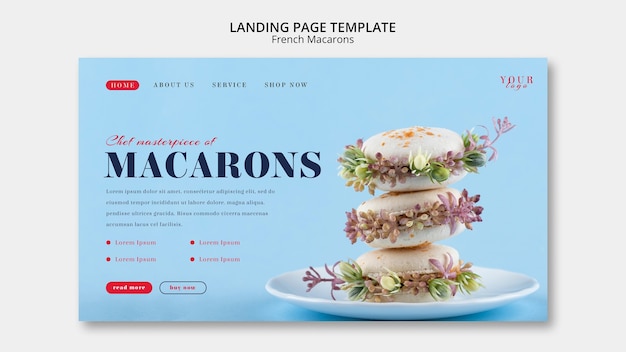 PSD gratuito página de inicio de macarons franceses