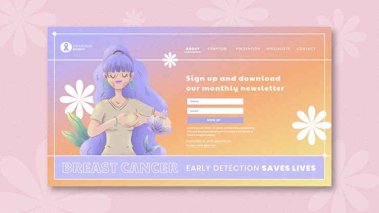 PSD gratuito página de inicio del mes de concientización sobre el cáncer de mama