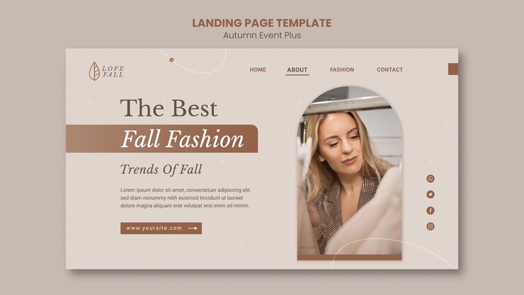 PSD gratuito página de inicio mínima del evento de moda de otoño