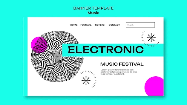 Página de inicio de música electrónica de diseño plano